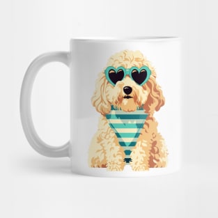 Cute Goldendoodle with Heart Sunglasses Mug